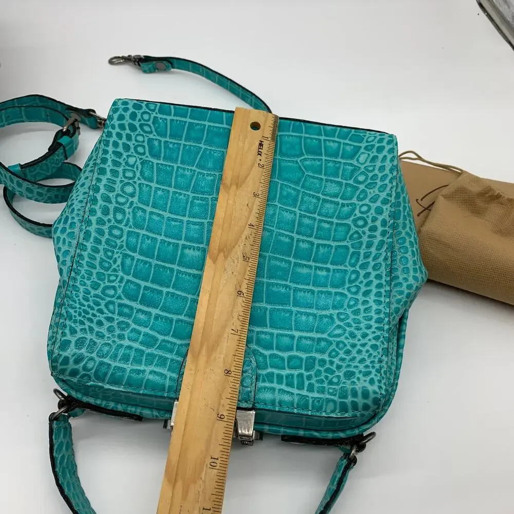 Patricia Nash Leather Purse Croc Embossed Blue Aqua Handbags